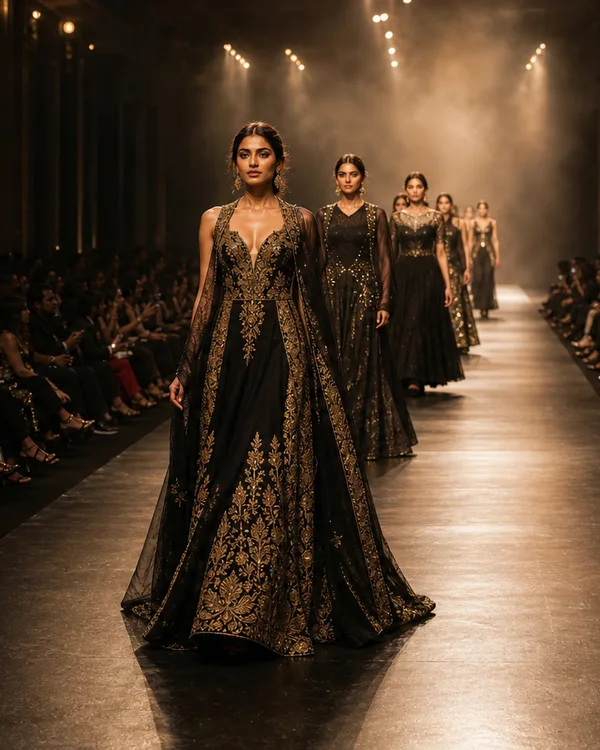 Models walking an Alpha Stride runway under warm stage lights.